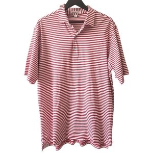 Peter Millar Red White Striped Polo Golf Short Sleeve Shirt Men's Size L